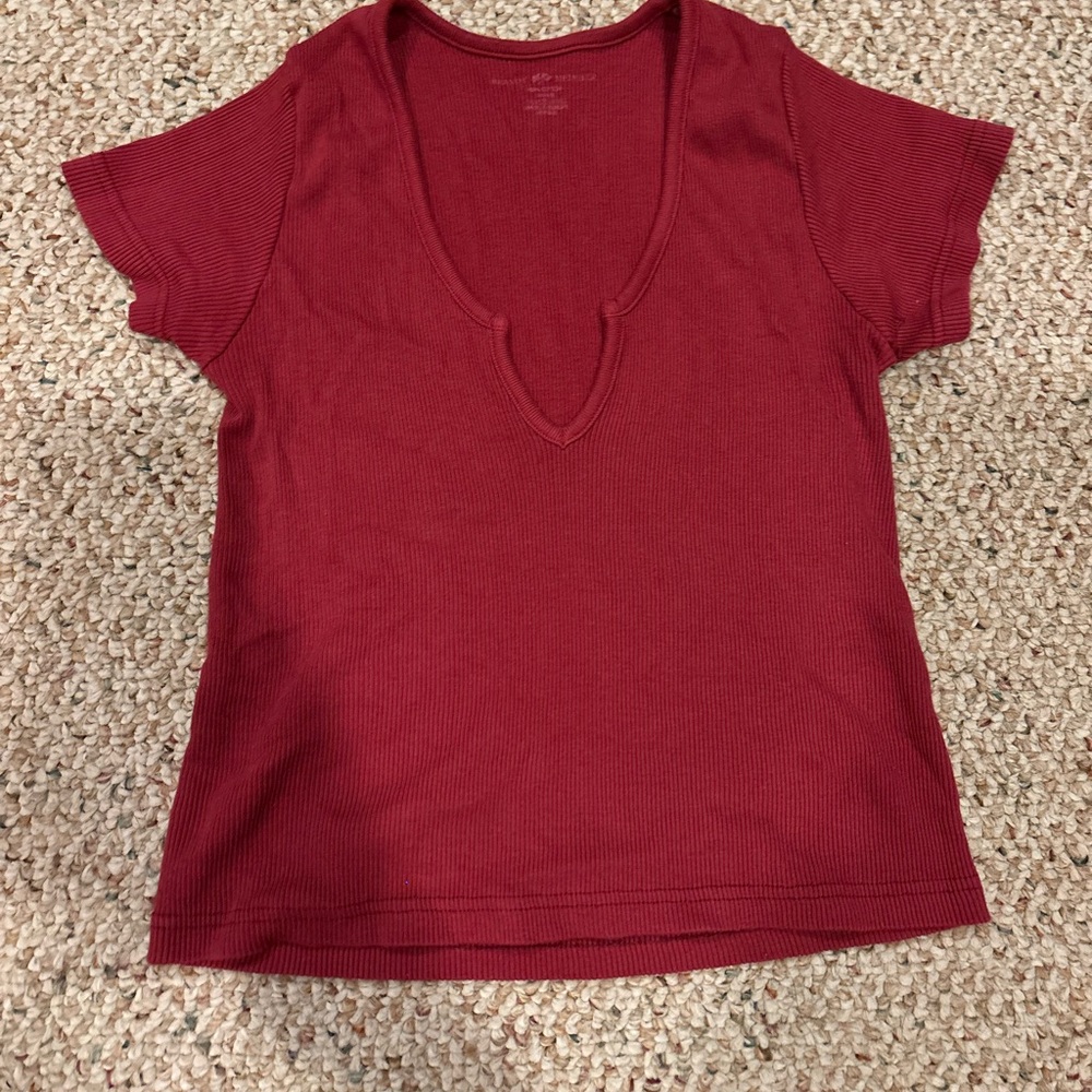Brandy Melville Deep Red Short Sleeve Tee